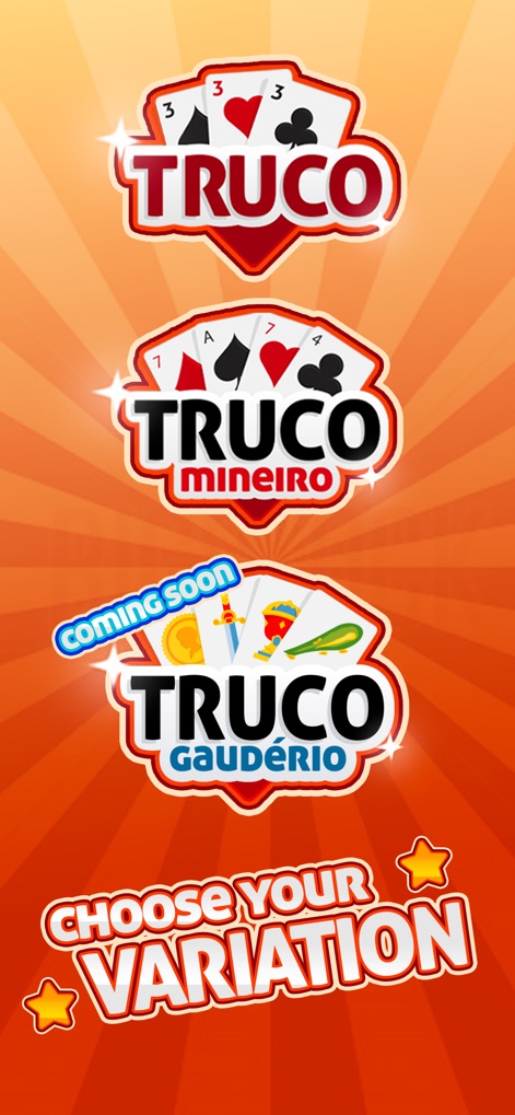 Truco GameVelvet - Card Game - Users can select their preferred game type, featuring distinct logos for Truco Mineiro and the original Truco version.