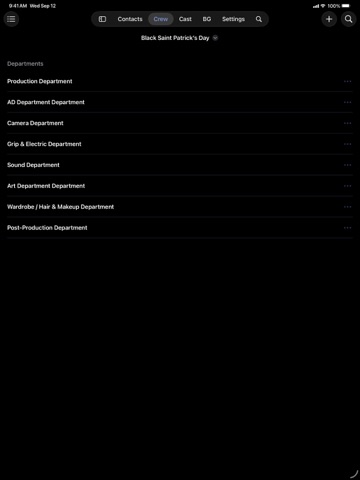 Cast & Crew Lists iPad screenshot