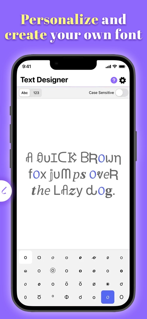 Text Designer - Font Keyboard - The tool empowers users to design entirely new text styles using its intuitive character customization interface and see a real-time preview of their unique creations.