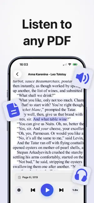 PDF Text to Speech - DocuVoice screenshot 1