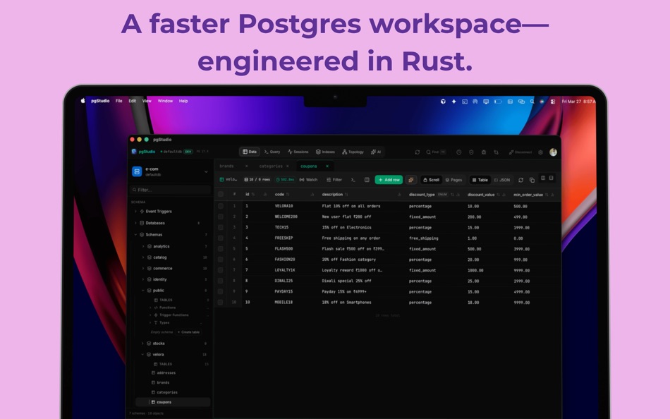 #1. pgStudio (macOS) di: Pooja Kumari