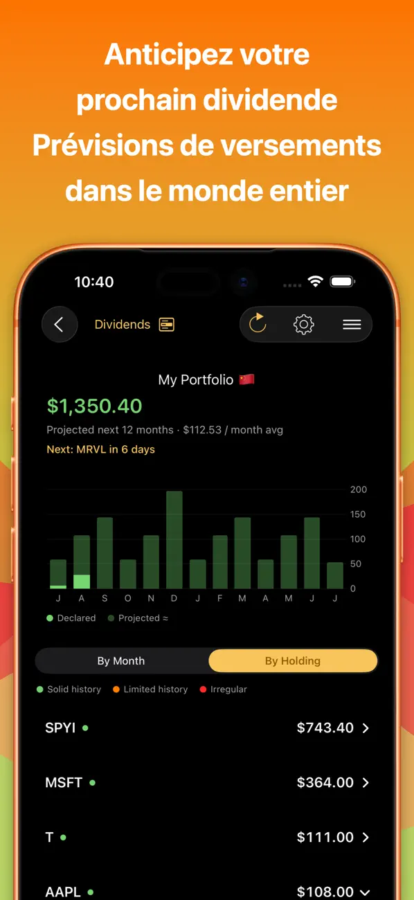 Screenshot #1 pour Stocks Live+ Dividendes