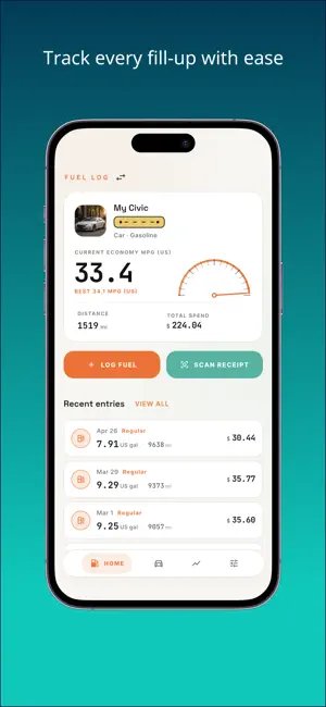 MPG Expense Tracker - Fuel Log screenshot 1