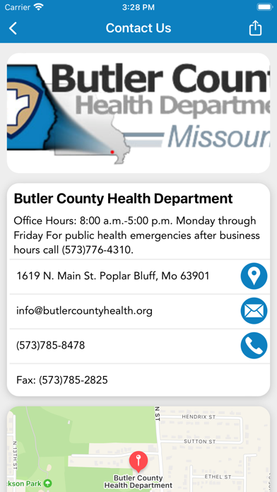 Butler County Public Health Screenshot