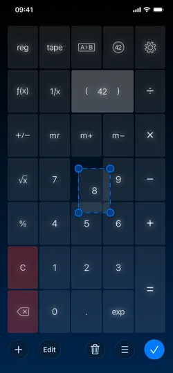 Captura de pantalla de PCalc en iPhone 5
