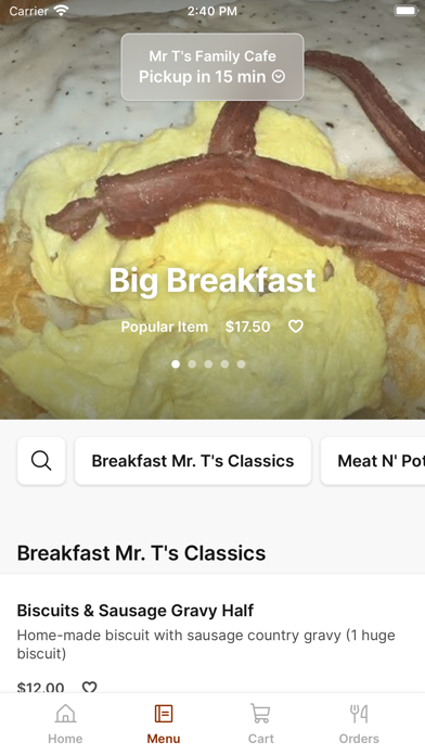 Mr T's Family Cafe iPhone screenshot 2 - Food & Drink app