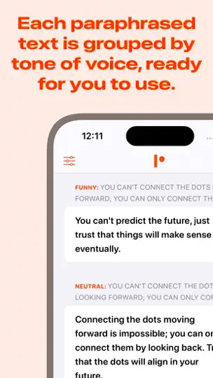 Скриншот Перефраз - AI инструмент на iPhone 5