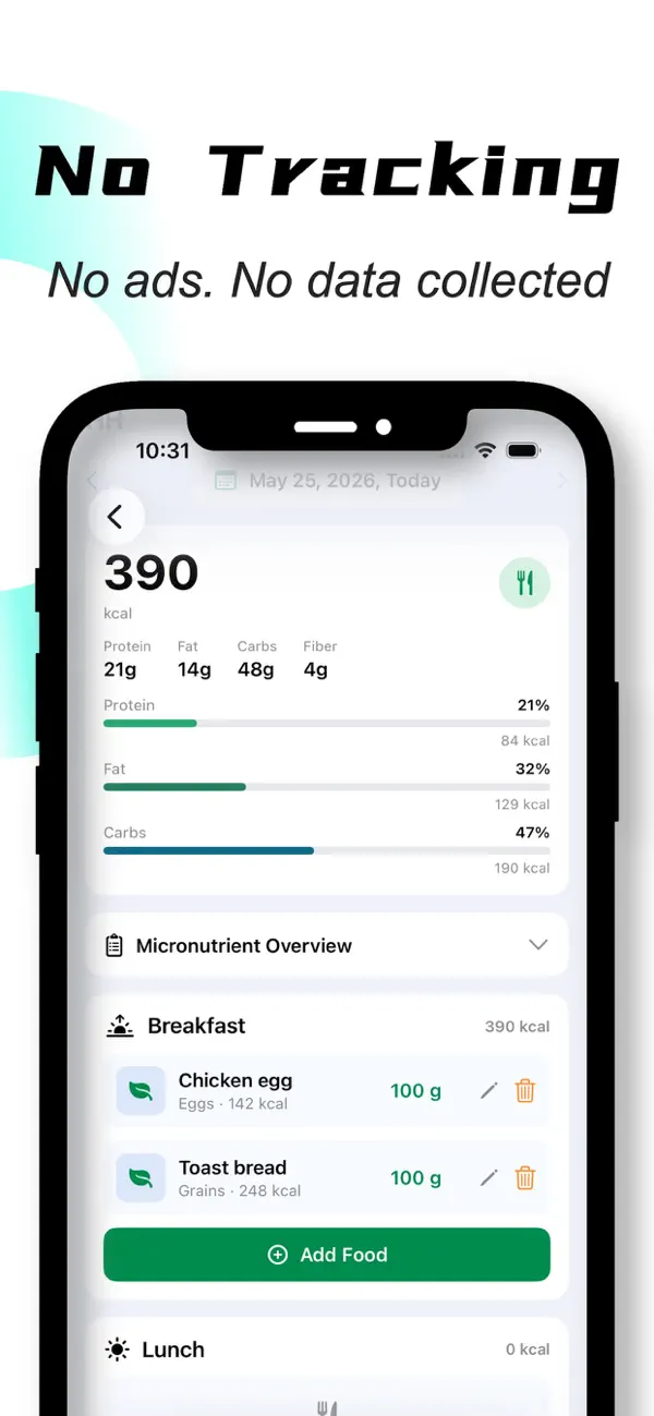 Screenshot #3 pour Calorie Counter - No Ads