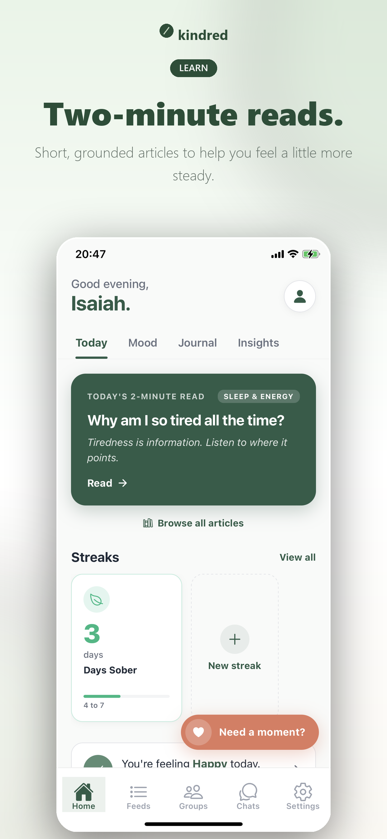Kindred: Mental Health & Mood screenshot 4