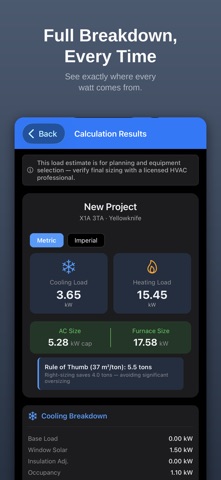 HVAC Load Calculator CSA F280 iPhone screenshot