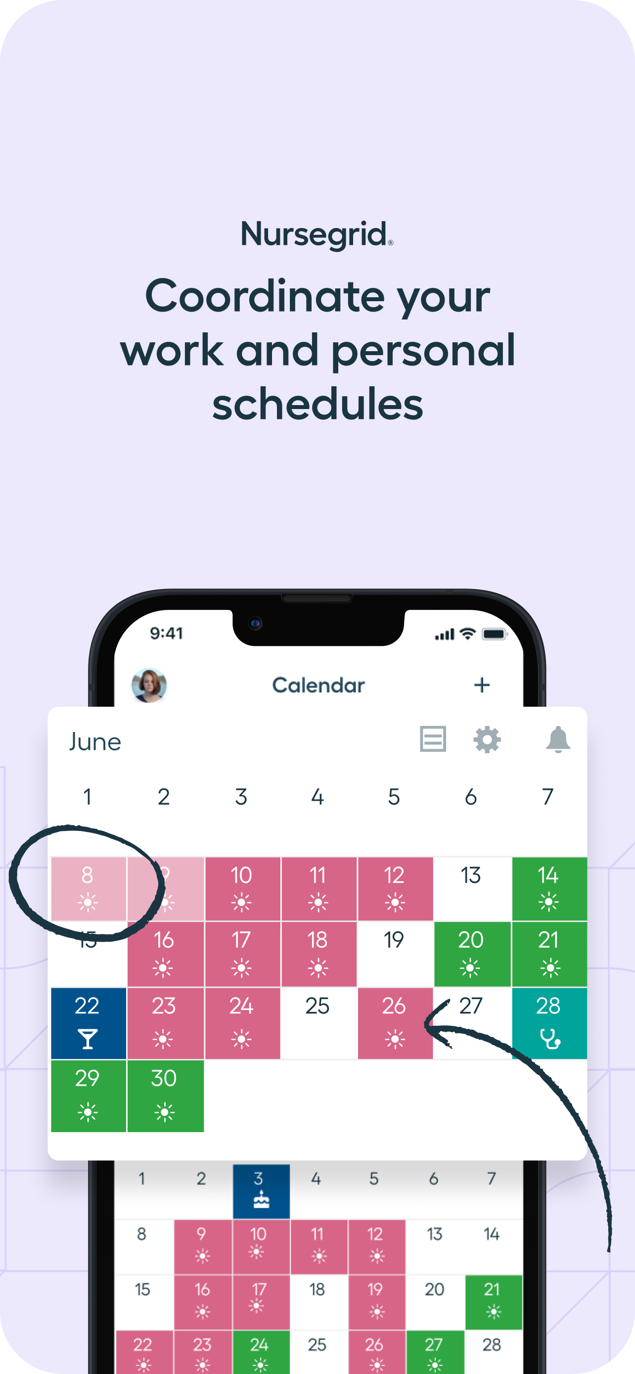 NurseGrid Nurse Shift Calendar