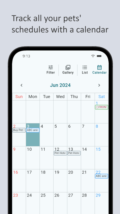 Pet calendar - pet care log Screenshot