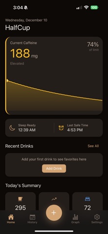 Caffeine Tracker - HalfCup のスクリーンショット