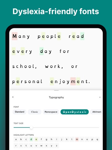 Dyslexia Reader AI iPad screenshot