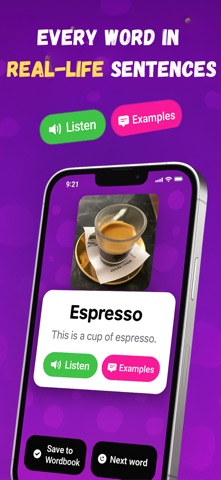 language learning AI: snapword iPhone screenshot