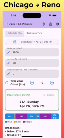 Trucker ETA Planner Screenshot 2 of 8