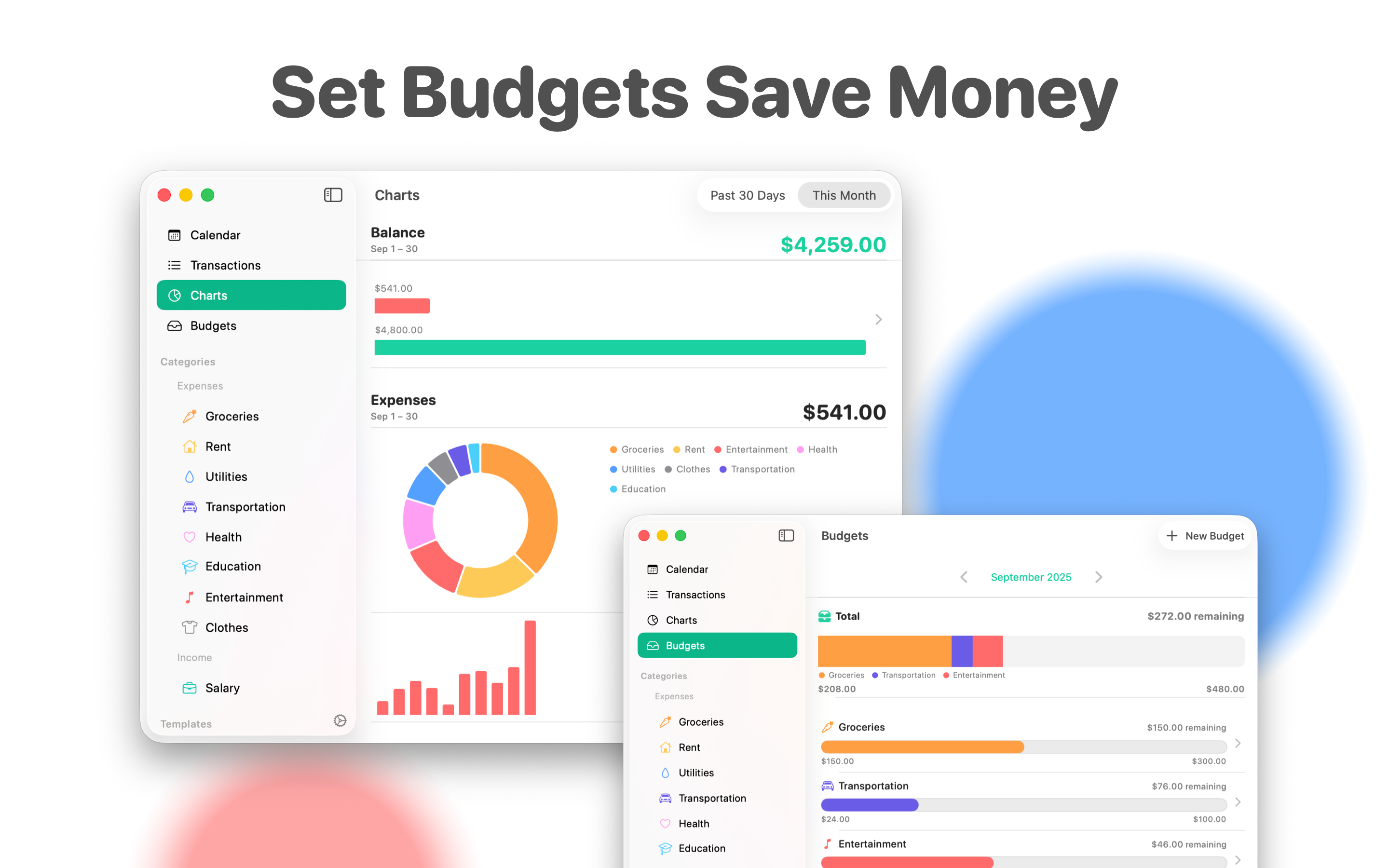 Budget Calendar: Simple Money