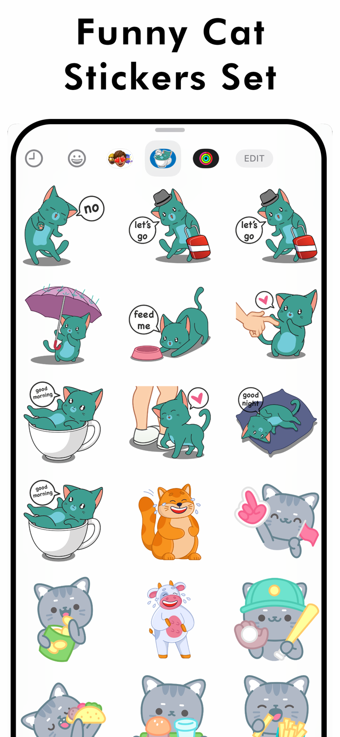 Funny Cat Stickers Set