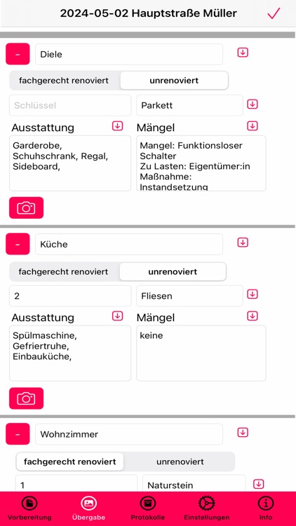 Immo Übergabe - Protokoll