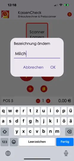 Screenshot von KassenCheck Preisscanner auf dem iPhone 3