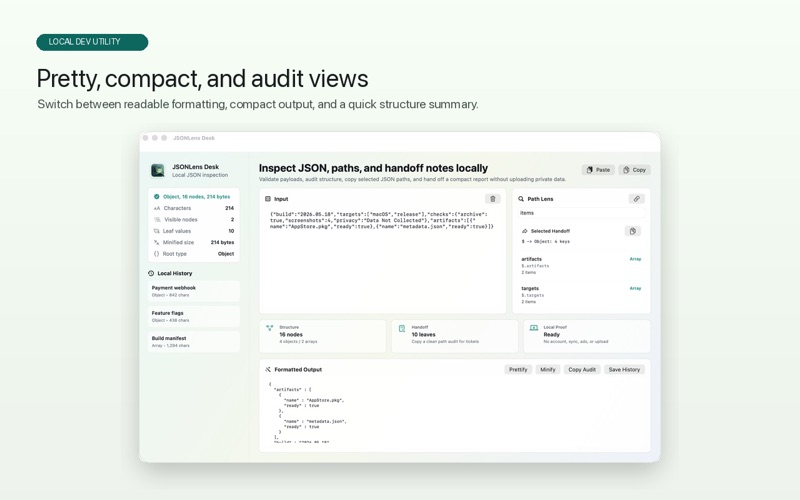 JSONLens Desk screenshot