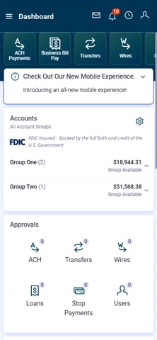 RockPointBank Treasury Mgmt screenshot