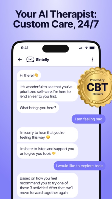 Sintelly: CBT Therapy Chatbot Screenshot