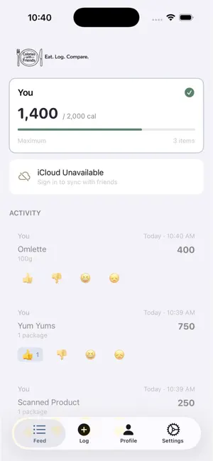 Calories With Friends screenshot 1