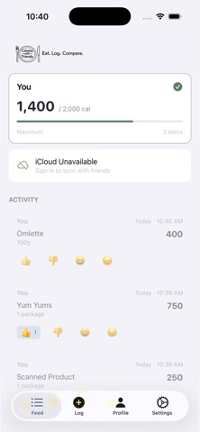 Calories With Friends iPhone screenshot