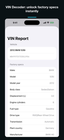 VIN Decoder: VIN Scanner iPhone screenshot