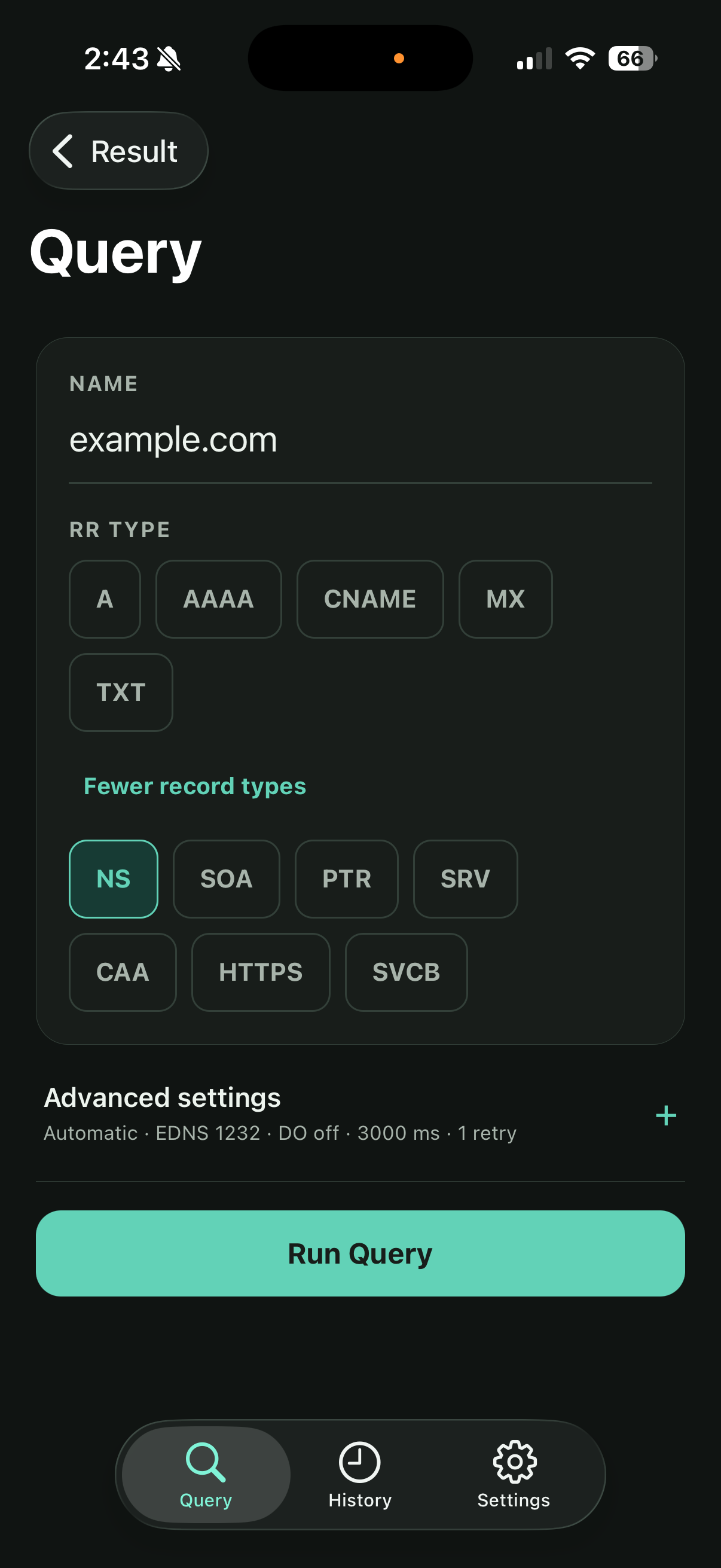 Digger DNS lookup
