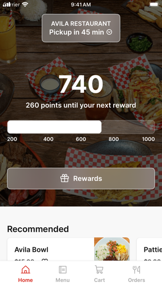 Avila Restaurant app screenshot