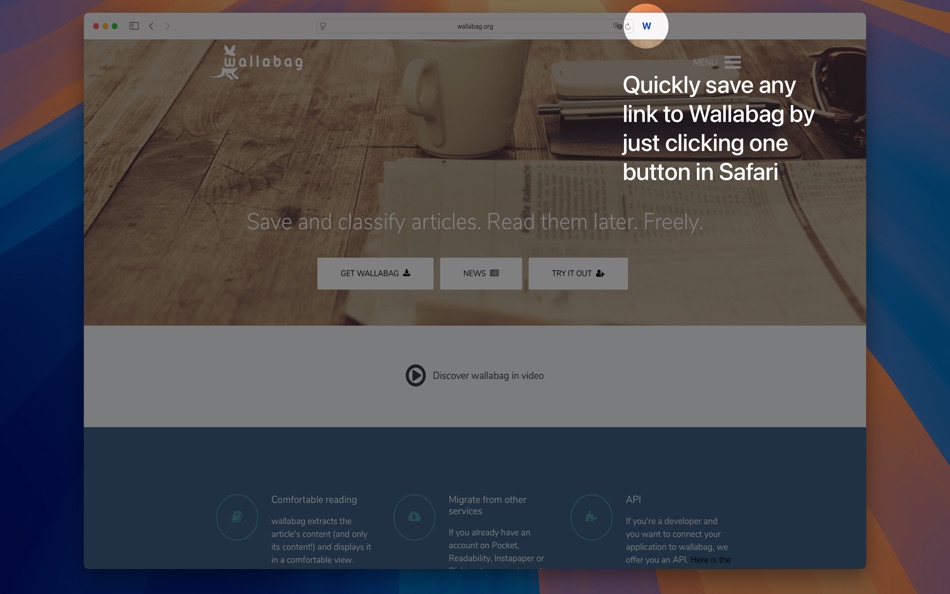 #1. QuickSave for Wallabag (macOS) 由: Jan Dammshaeuser
