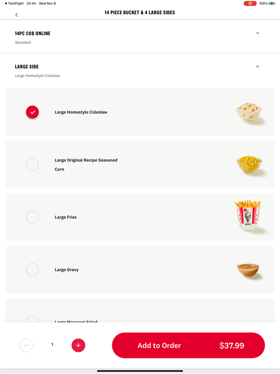 KFC India online ordering app iPad screenshot 3