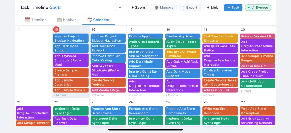Screenshot von Task Timeline Gantt auf dem iPhone 5