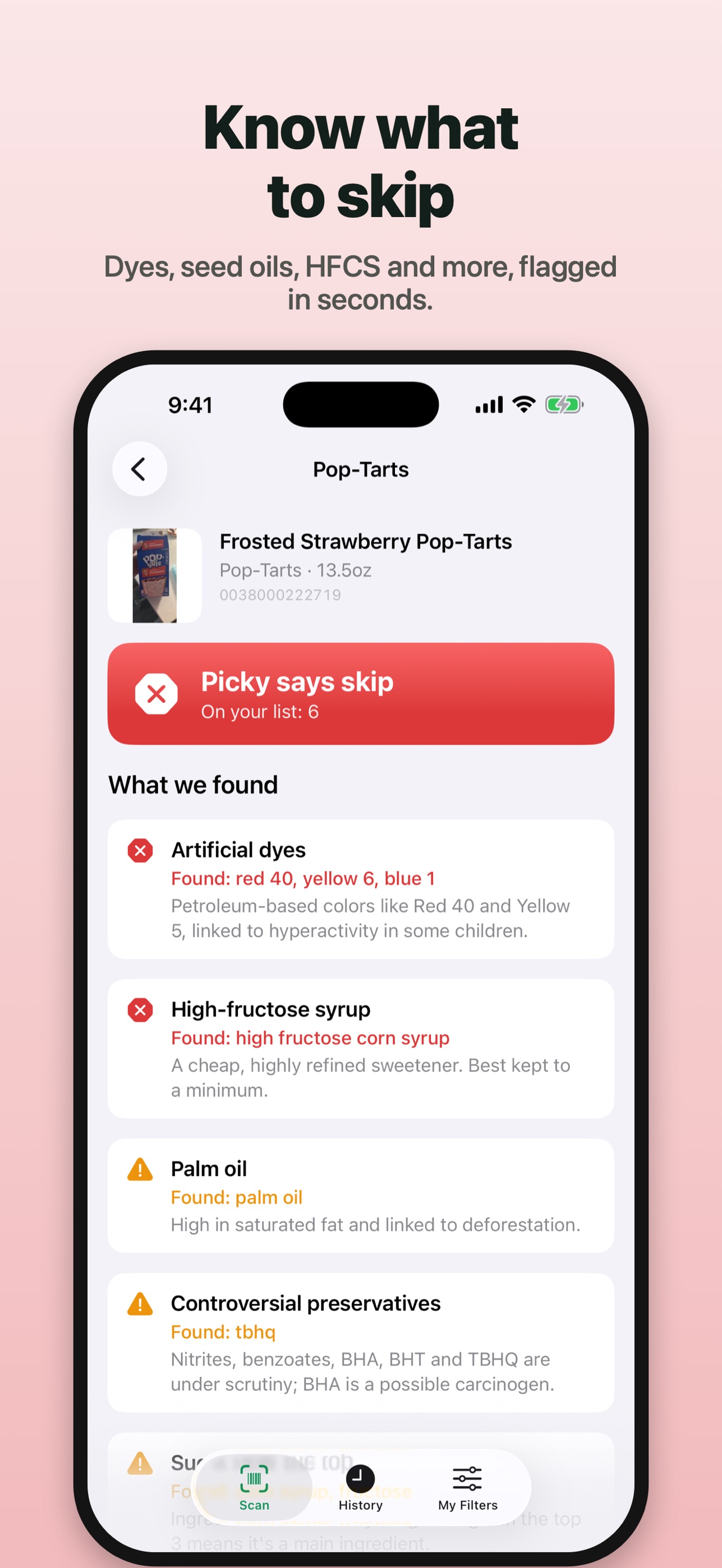 Screenshot 1 of Picky: Food Ingredient Scanner