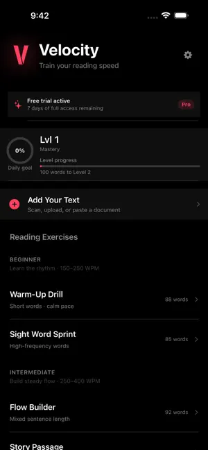 Velocity - Speed Reading screenshot 2