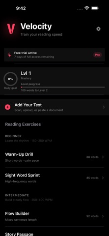 Velocity - Speed Reading Screenshot 2 of 7