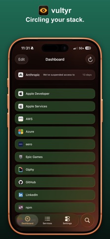 vultyr: Service Status Monitor iPhone screenshot