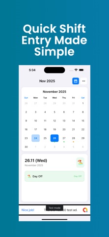 Work Shift Calender Organizer iPhone screenshot