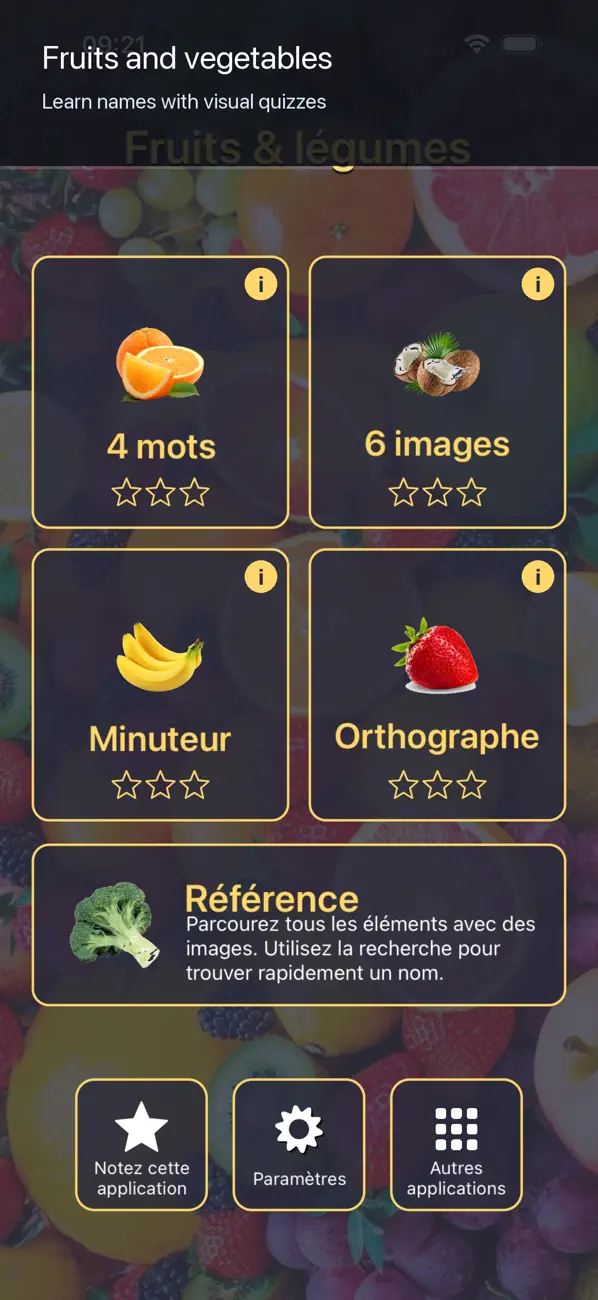 Screenshot #1 pour Fruits & légumes fr-FR