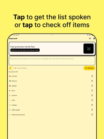 Smart glasses Shopping list AI ipad screenshot 2