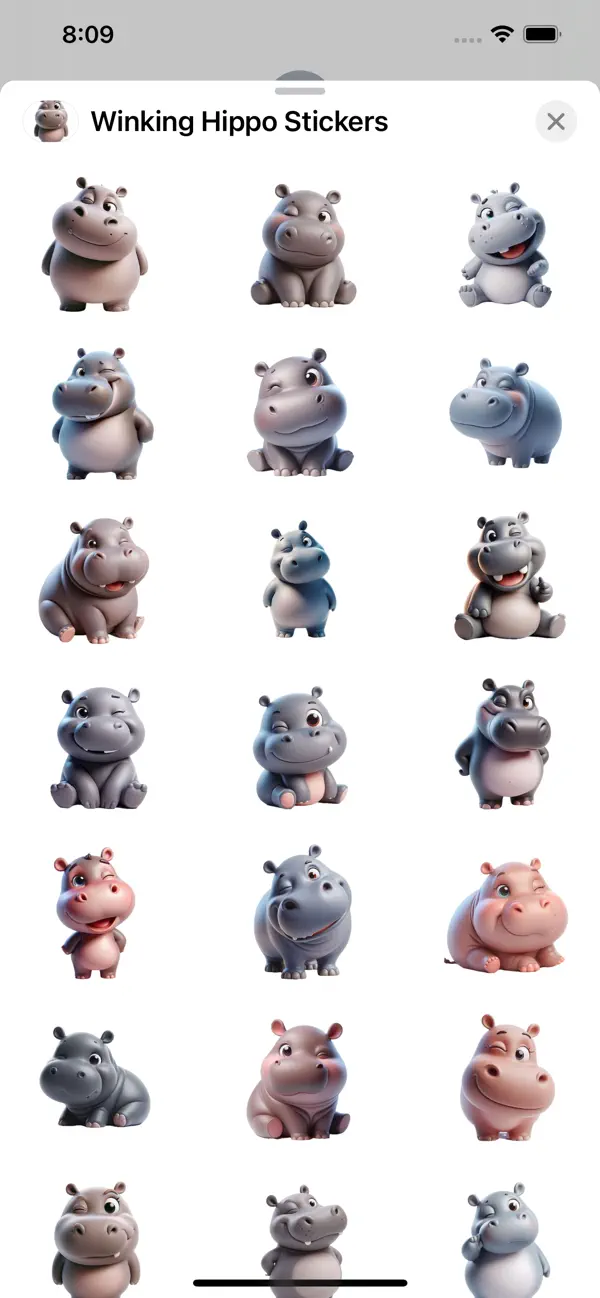 Screenshot #1 pour Winking Hippo Stickers