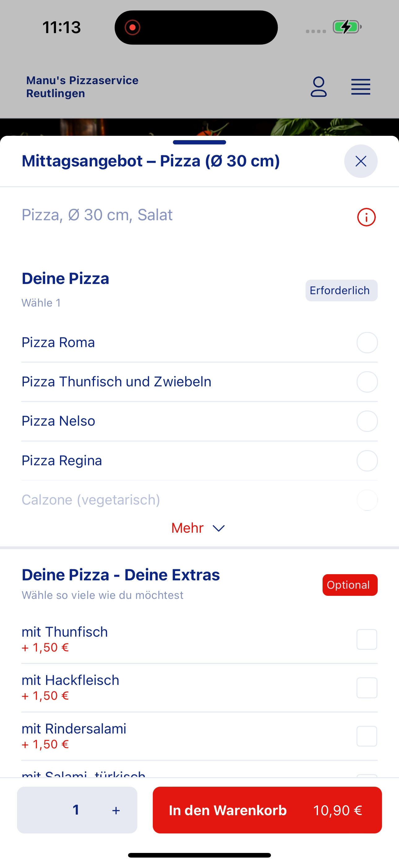 Manu Pizzaservice Reutlingen screenshot 6