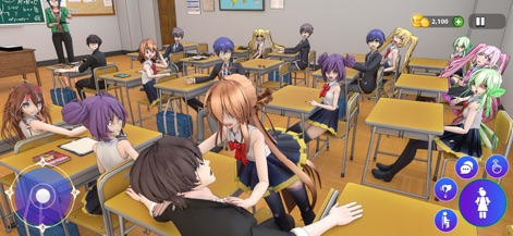 Anime Girl Life Simulator 3D - Witness the dynamic classroom setting and diverse anime character interactions that define the app's social simulation.
