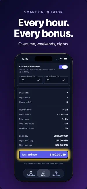 Shift Calendar & Paycheck screenshot 2