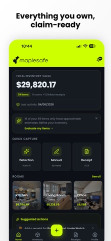 MapleSafe: Home Inventory AI iPhone screenshot