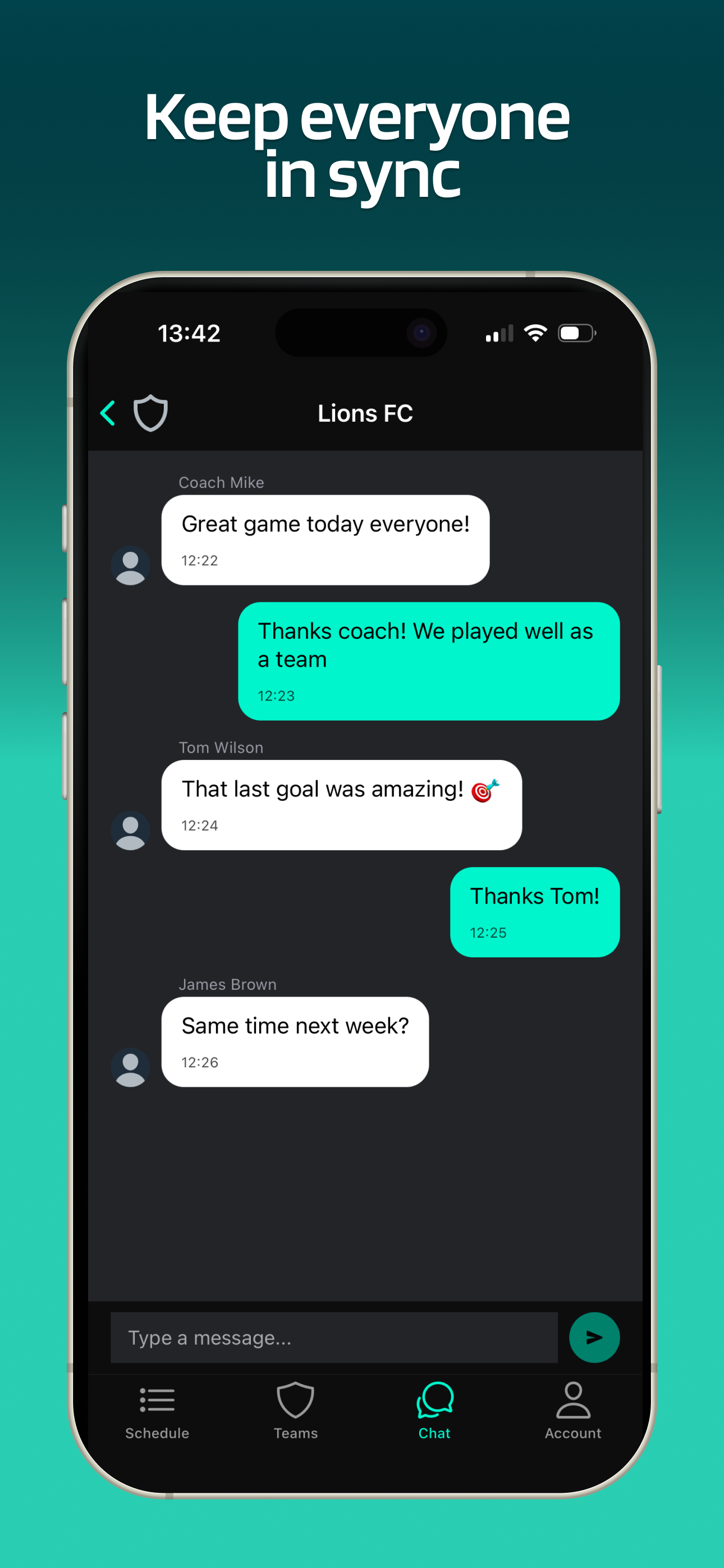 Lineup - Football Team App