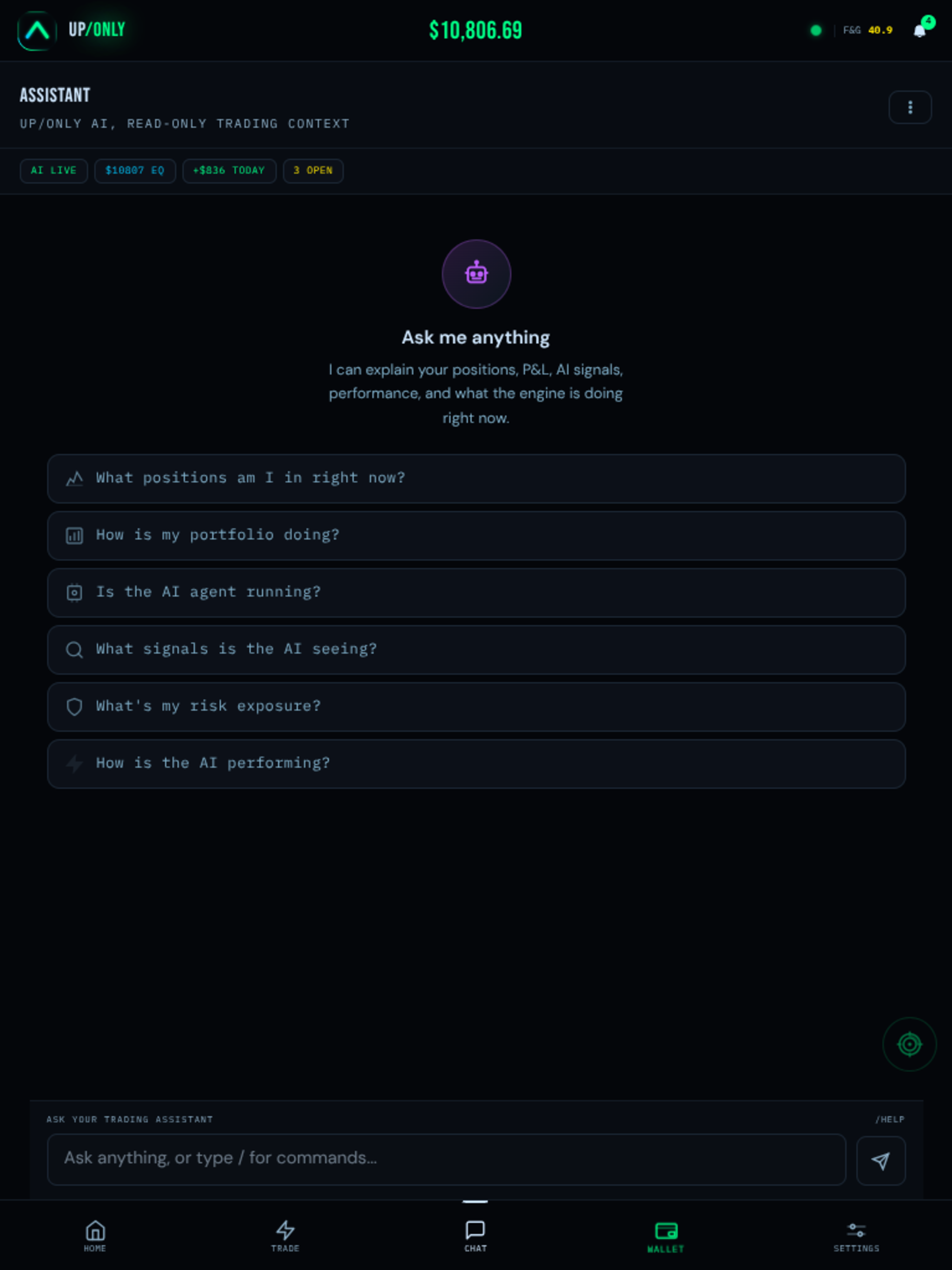 UP/ONLY: AI Trading Agent screenshot 12