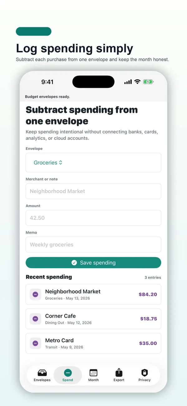 Screenshot #2 pour Private Budget Envelopes